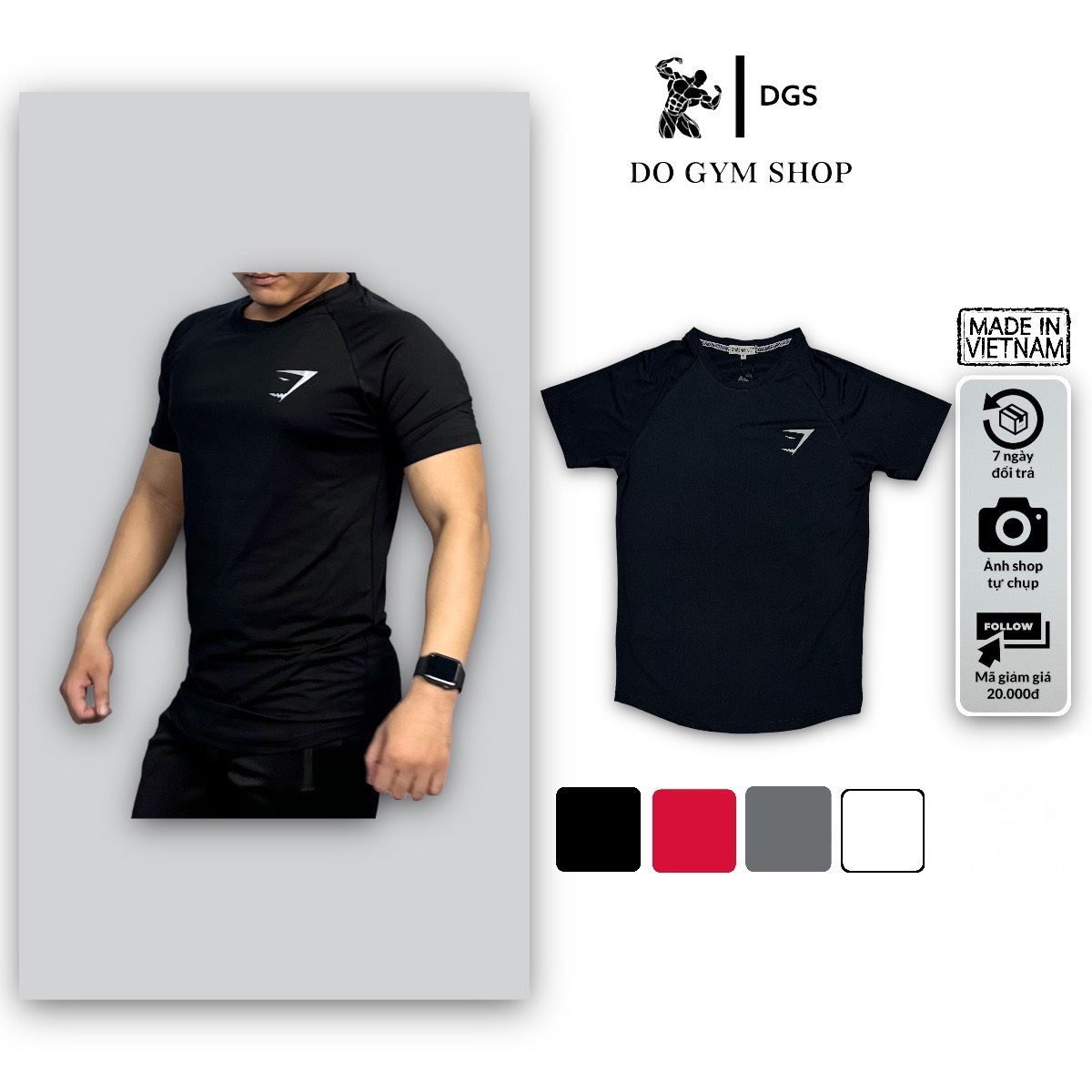 Áo nam tập gym thể thao DO GYM SHOP thun lạnh 4 chiều không xù lông AGTN81