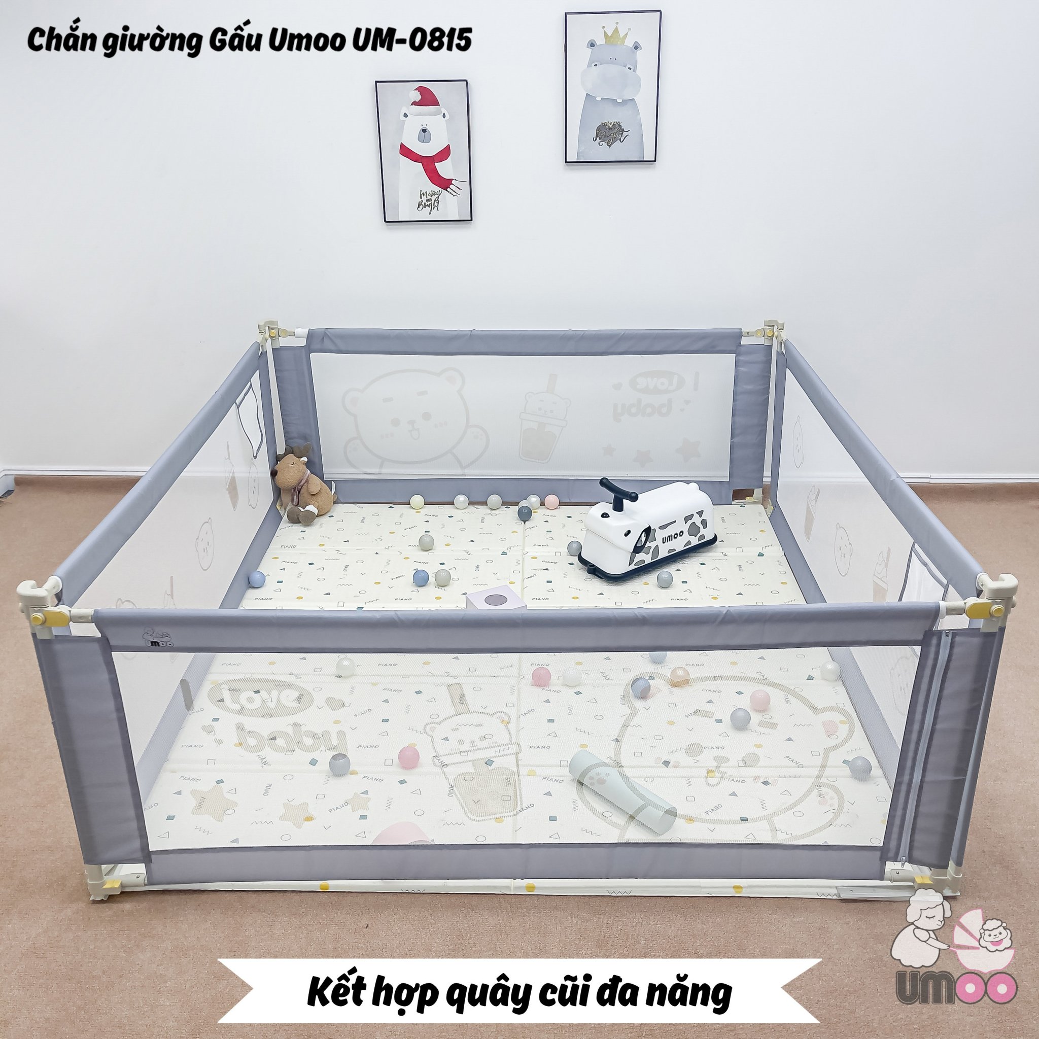 Thanh chắn giường cho Bé- Mẫu mới nhất- 1m8- Màu Xanh