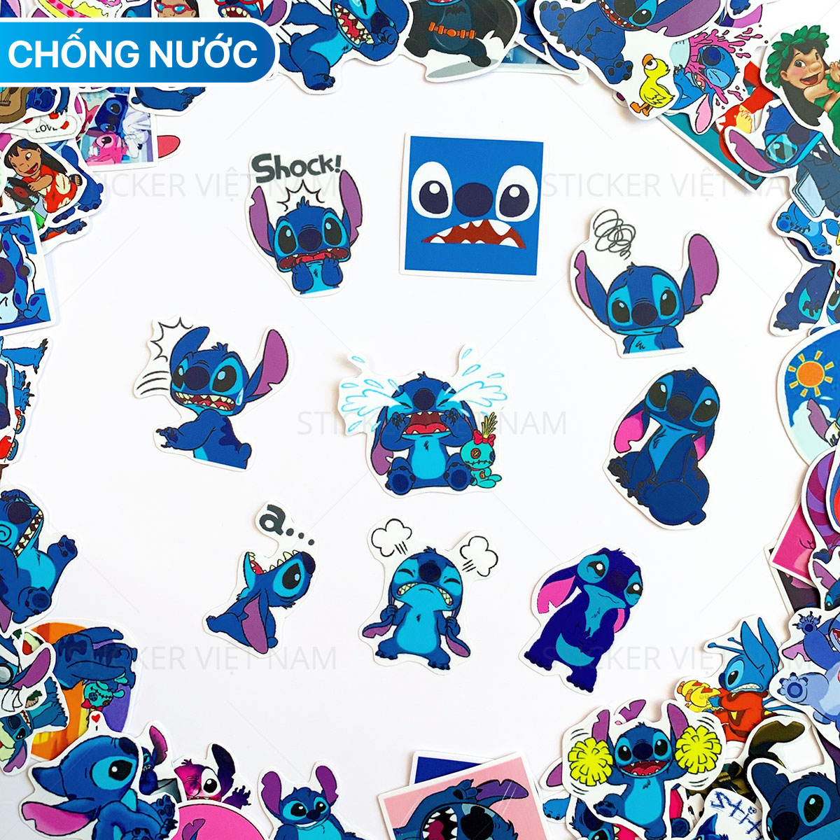 Sticker  STITCH Lilo - Dán Trang Trí - Chất Liệu PVC Cán Màng Chất Lượng Cao Chống Nước, Chống Nắng, Không Bong Tróc Phai Màu