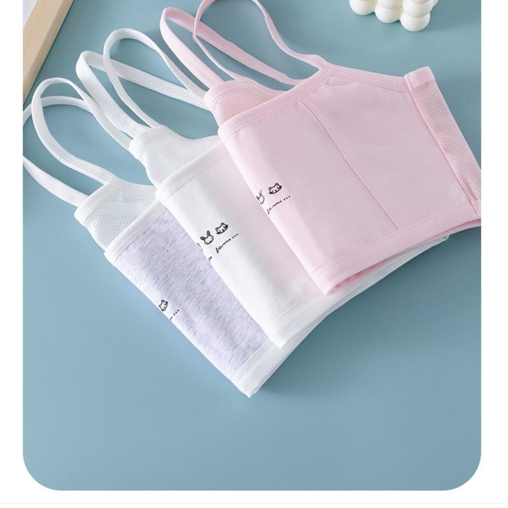 Áo lót lá bé gái bra nữ học sinh thông thoáng 2 lớp mặt trước mặt sau lưới cotton từ 30-60kg