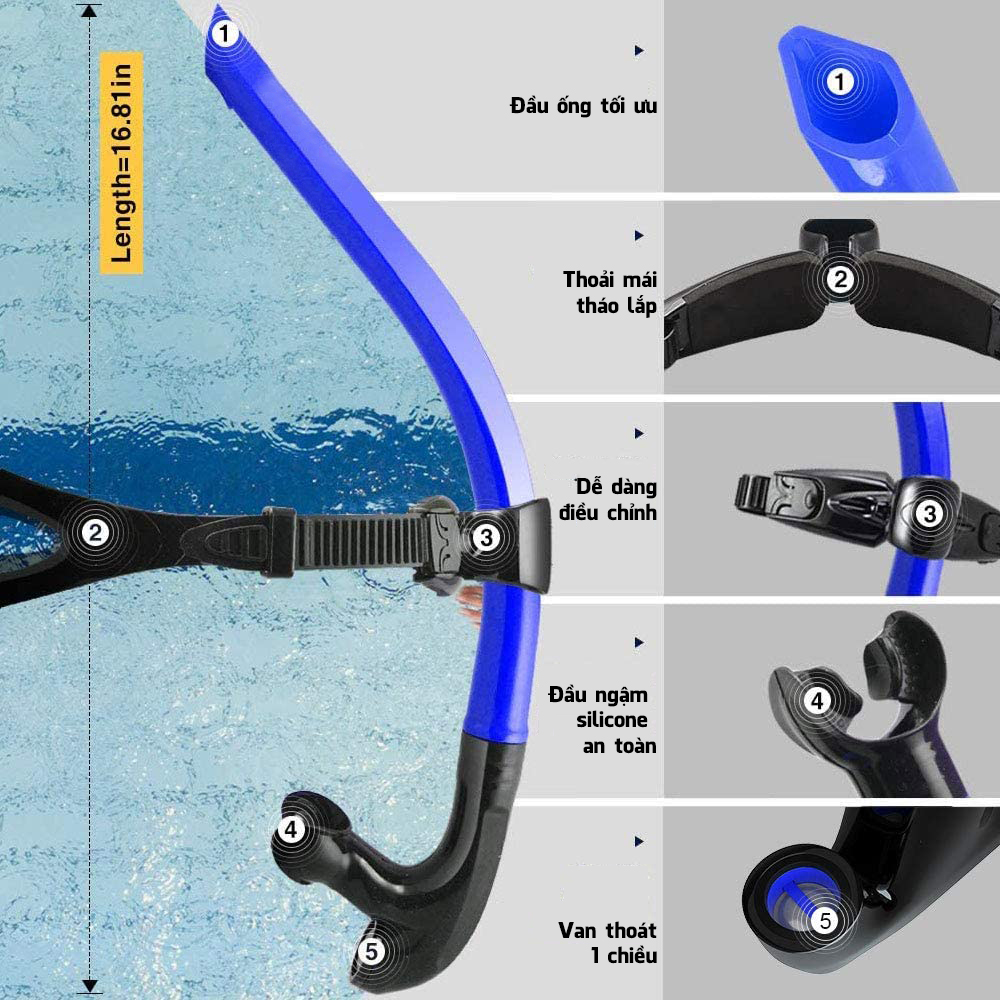 Ống Thở Snorkel Lặn Biển Ngăn Sặc Nước Legaxi