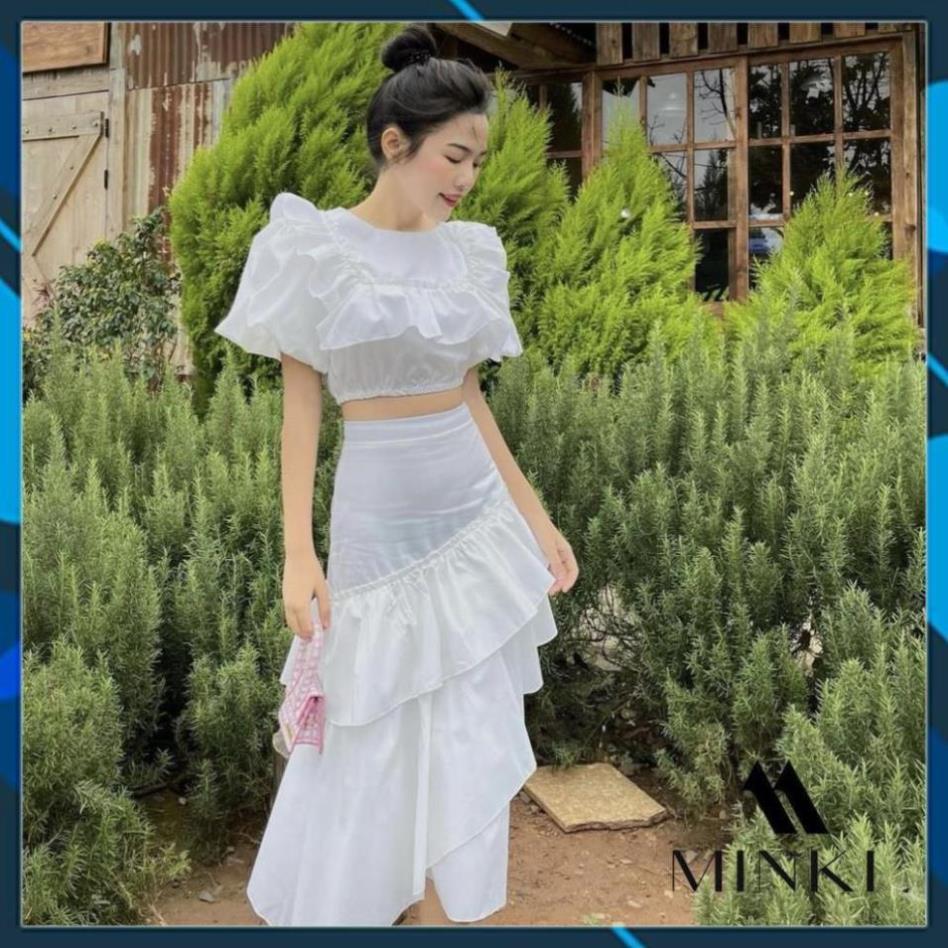 SET ÁO TẦNG CHÂN VÁY XÉO - Chất liệu Kaki Cotton