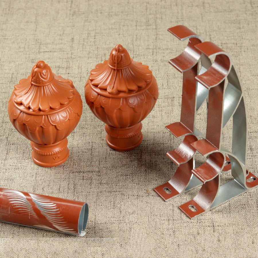 Rèm cửa vải LUCYA18-19 có thanh treo hợp kim nhôm màu gỗ đầu đài hoa - cao cố định 1m9