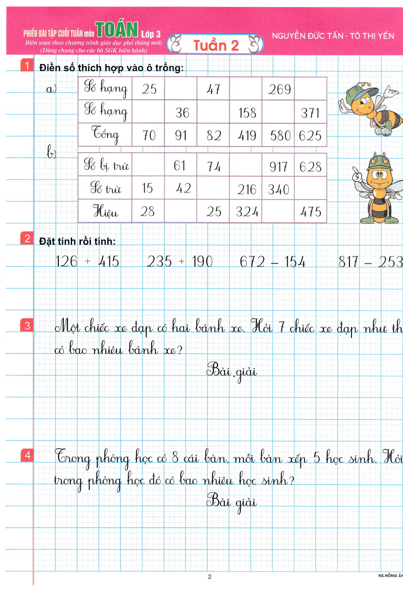 Sách tham khảo- Phiếu Bài Tập Cuối Tuấn Môn Toán Lớp 3 (Biên Soạn Theo Chương Trình GDPT Mới)_HA