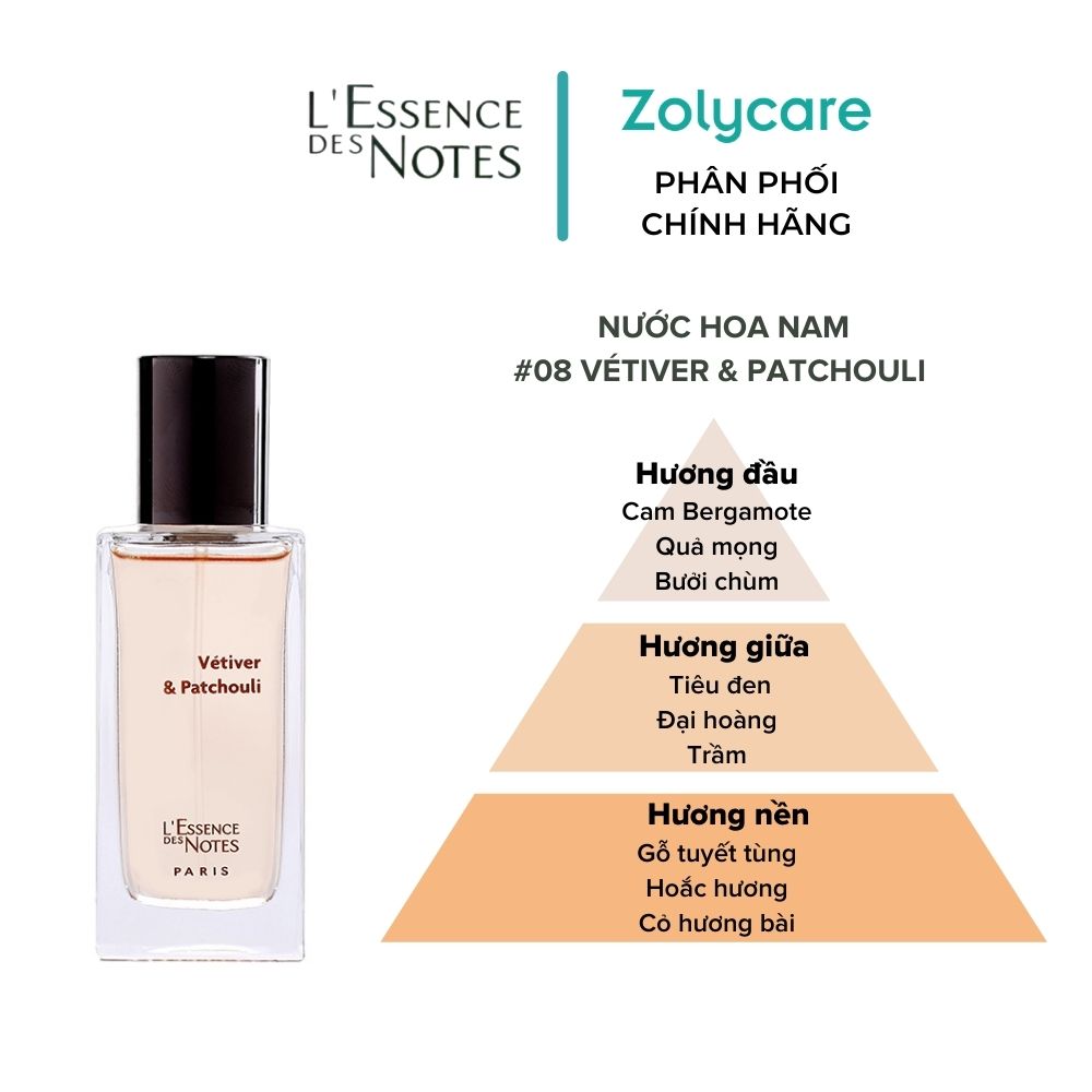 Nước Hoa Nam L'Essence des Notes Vetiver &amp; Patchouli #08 Confidience 30ml/50ml