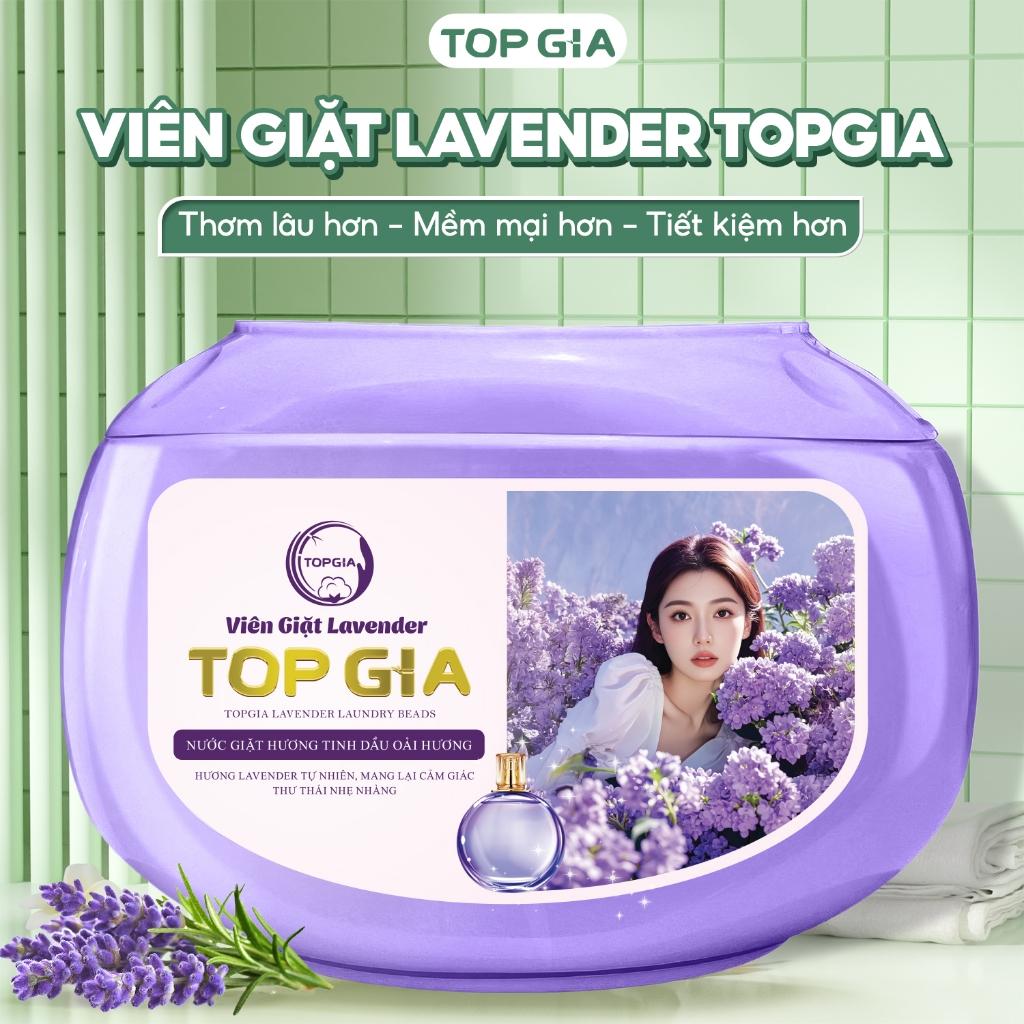 Viên giặt xả quần áo thơm lâu TopGia 3in1, hương hoa hồng và lavender,  giặt sạch, tiết kiệm - Hương lavender