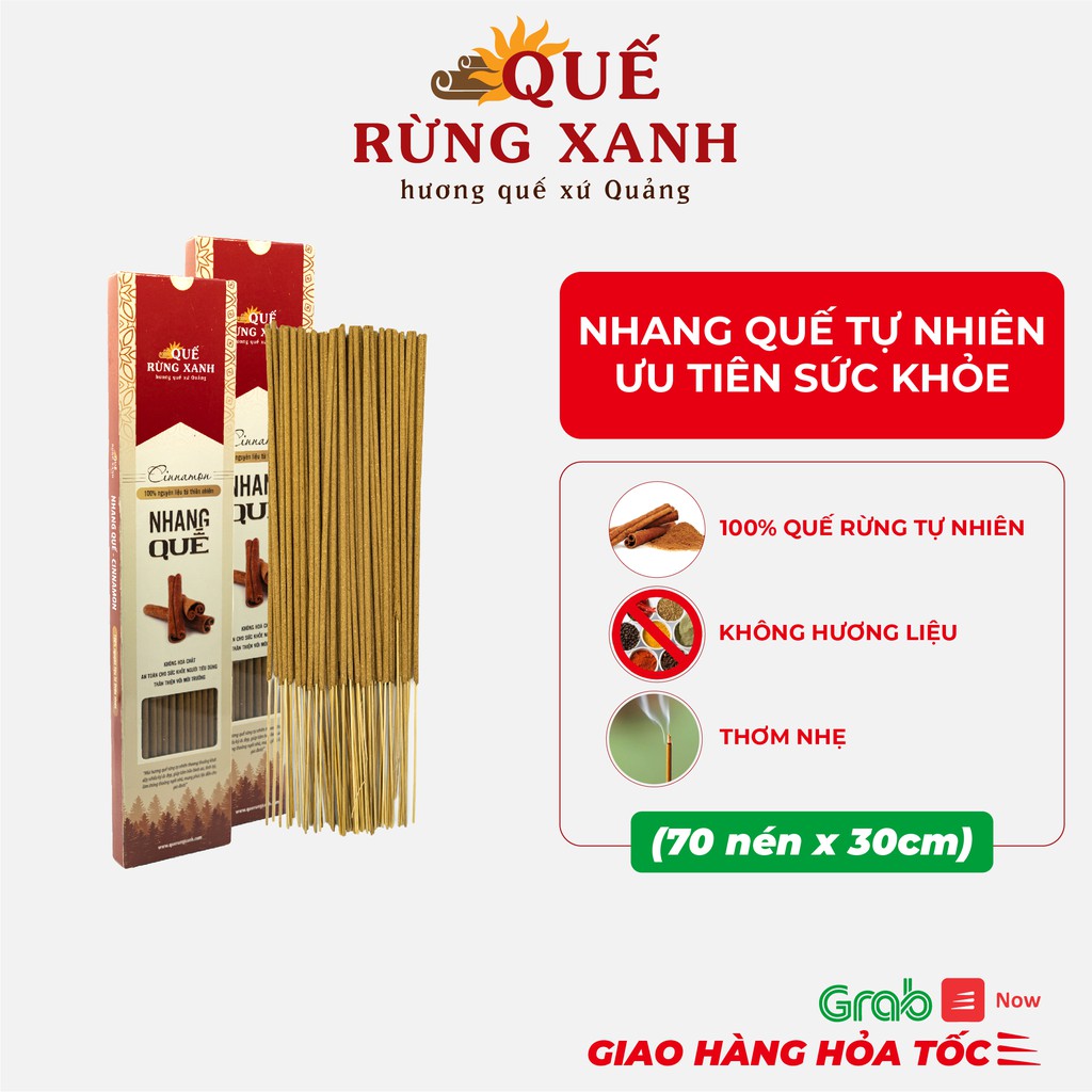 Combo 8 hộp nhang thảo mộc hương quế Quế Rừng Xanh 100% nguyên chất từ Quế Rừng Trà Bồng 70 nén/hộp cao 30cm