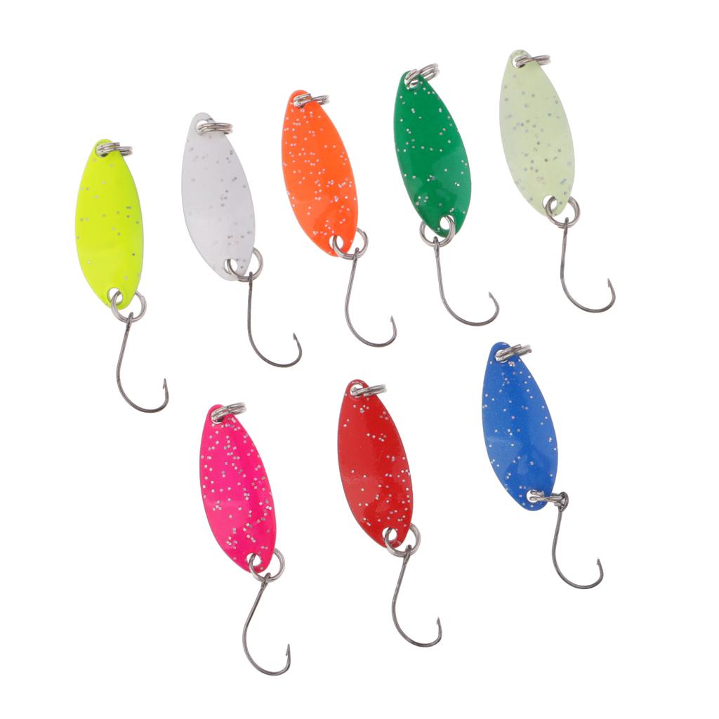 8 Pieces Fishing Lure Bait Metal Hard Baits Fishing Spoon Lure Colorful Tool