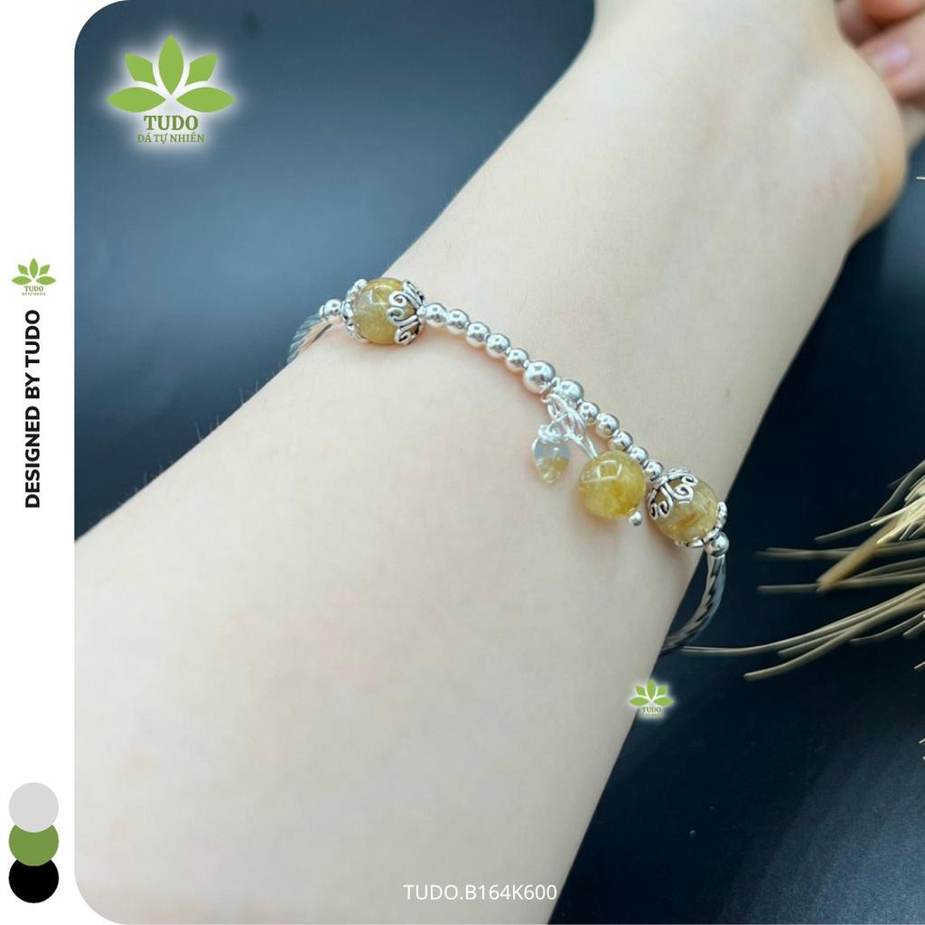 Vòng Tay Nữ Đẹp - Vòng Phong Thủy Mệnh Kim Thổ TUDO B164K600 VCBTATV Charm Bạc 2 Bông Hoa B164K600