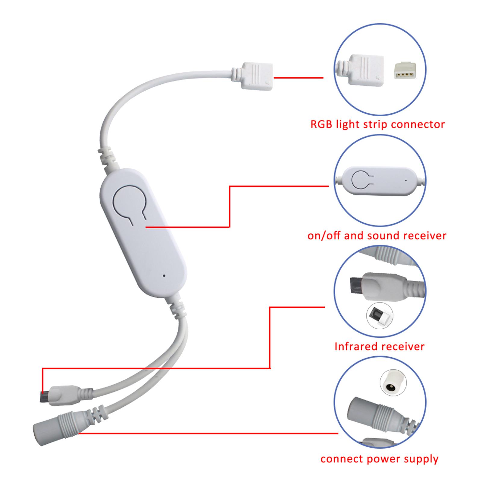DC5V~12V IR+WiFi RGB Controller LED Strip Light Controller Wireless Smart Strip Light Controller Voice Control Compatible with Google Home & for Amazon Alexa Tuya/SmartLife APP Control