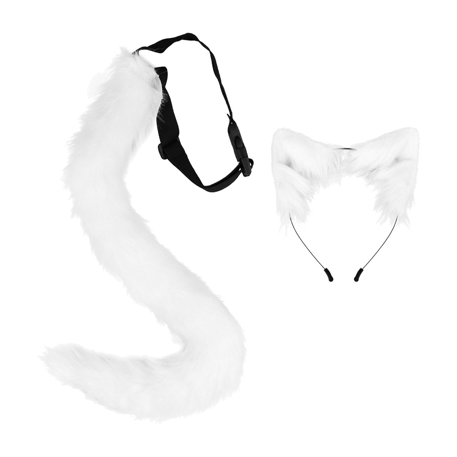 Faux  Ears and Tail Set Ear Headband Gift Animal Themed Parties Photo Props Animals Ears and Tail Cosplay Costume for Graduation Ceremony