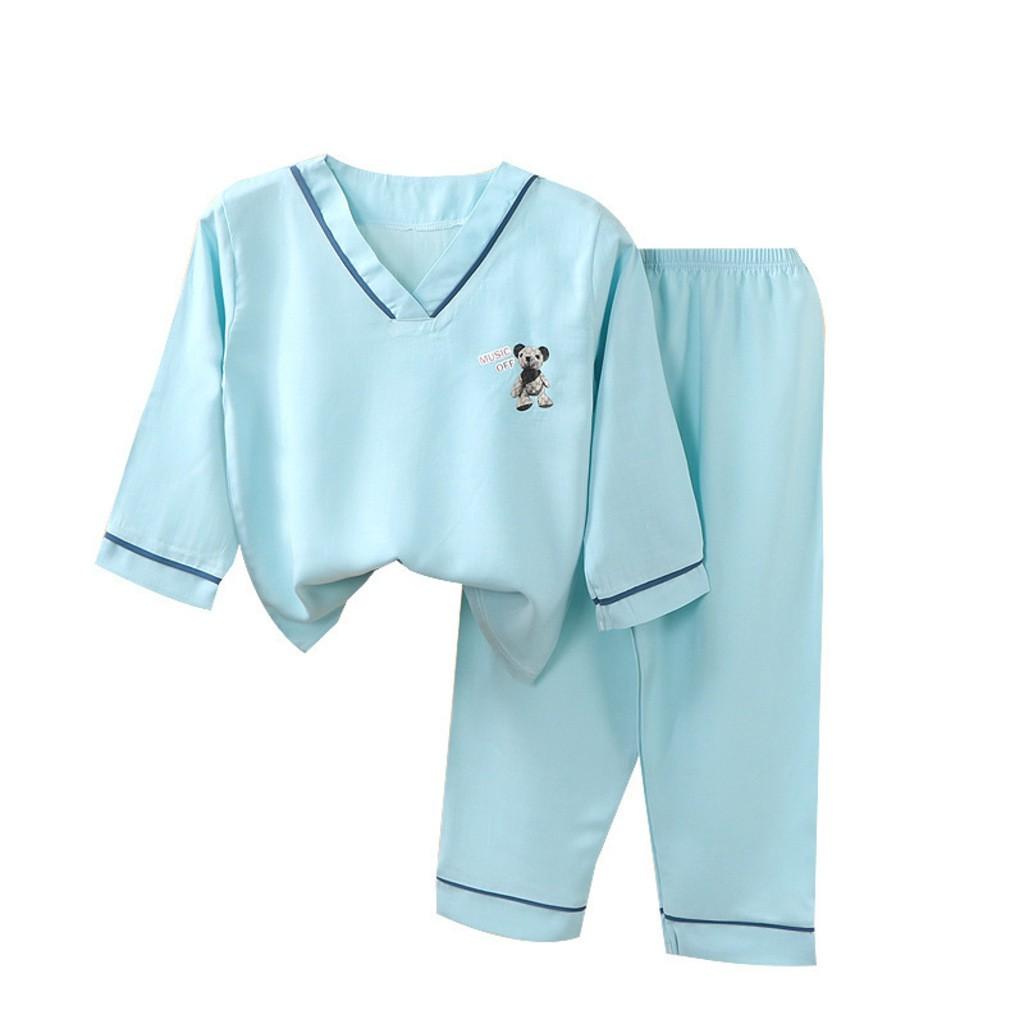 Bộ Đồ Ngủ Dài Tay Cổ Chữ V In Hình Cute Cho Bé Từ 10-28kg, Đồ Bộ Pijama Cho Bé - SUMO KIDS