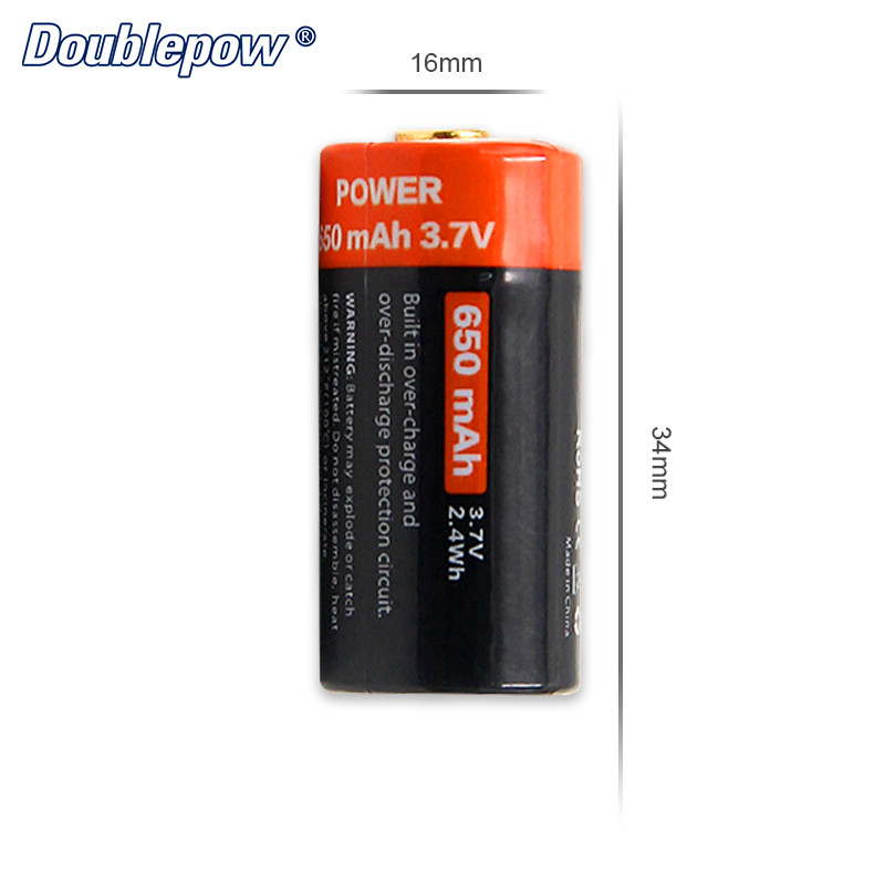 Pin Sạc Cổng Micro USB 3.7V 650mAh 16340 Doublepow DP-CR123A - Hàng Chính Hãng