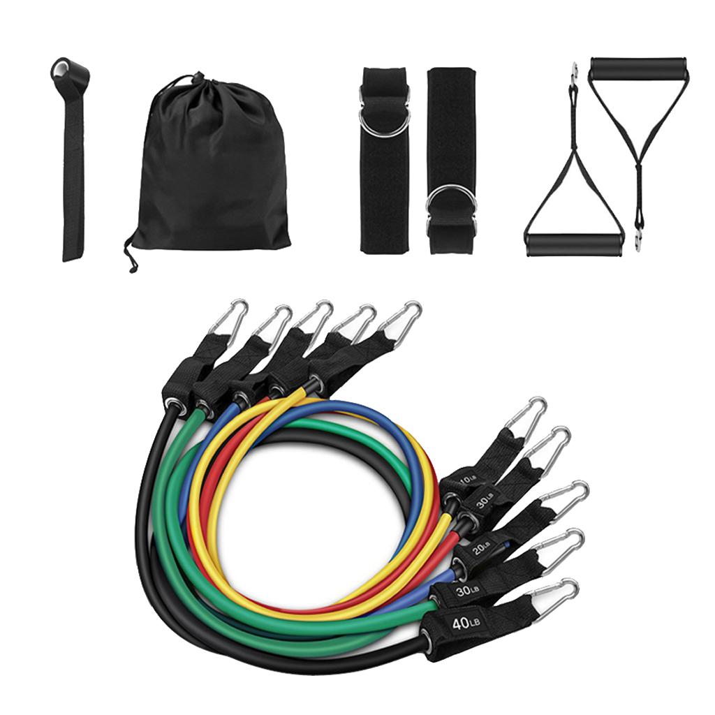 11 Pieces Resistance Bands Set with Foam Handles Workout Bands Gym Yoga Kit