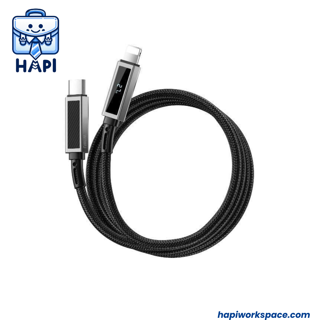 Cáp sạc hàng chính hãng WiWU Aramid Fiber Warriors Type-C to L Wi-C080 lớp bảo vệ aramid siêu bền, đầu hợp kim chống gỉ