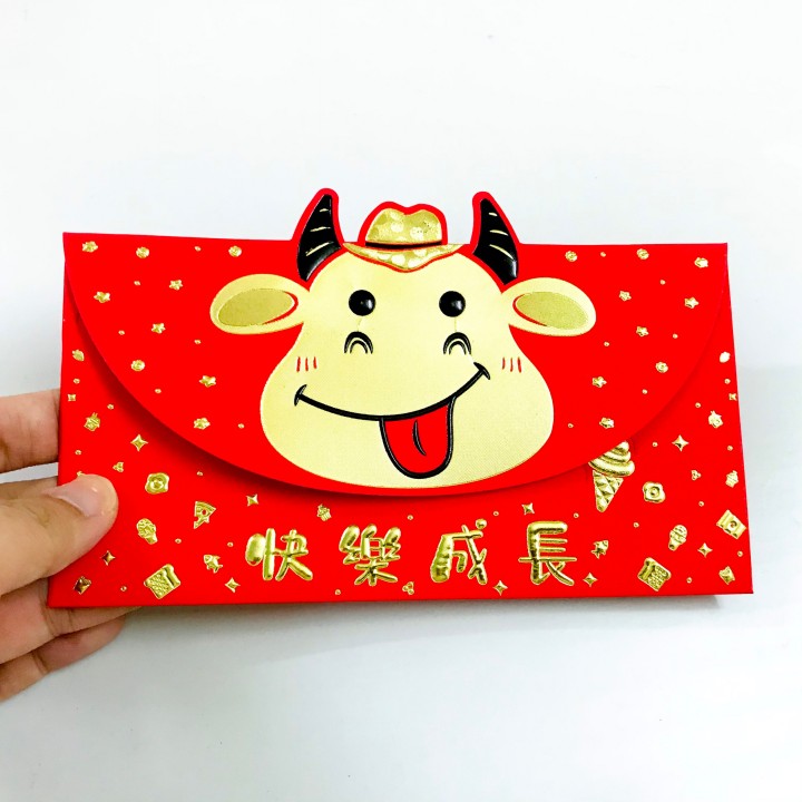 Set 3 bao lì xì con trâu 3D cute nhũ vàng (Mẫu 3), dùng để đựng thiệp chúc, tiền lì xì, mừng tuổi dễ thương và ý nghĩa - TMT Collection.com - SP005141