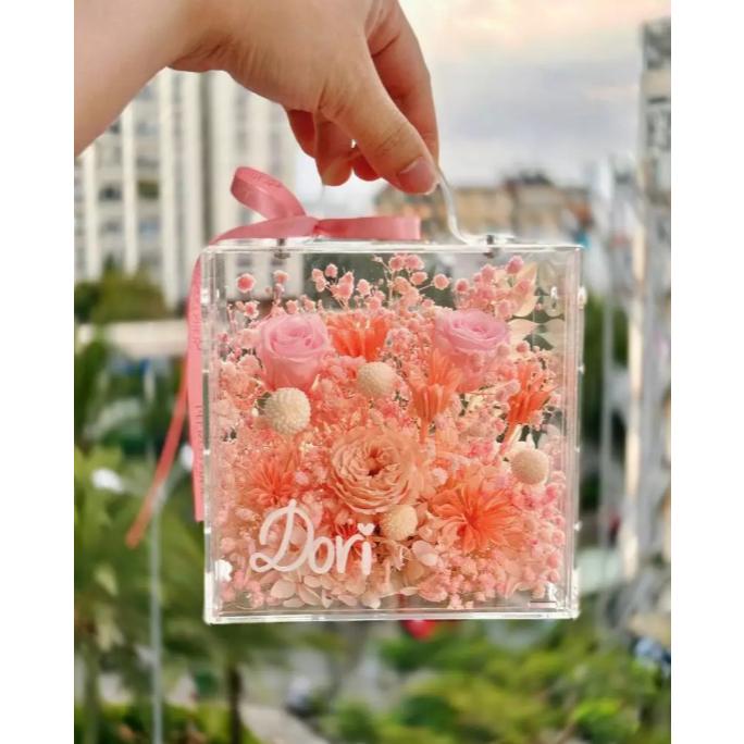 Acrylic Hộp Hoa Mica Trong Suốt Lắp Ráp - Hộp Vali Mica - Hộp Đựng Hoa &amp; Quà Bằng Mica