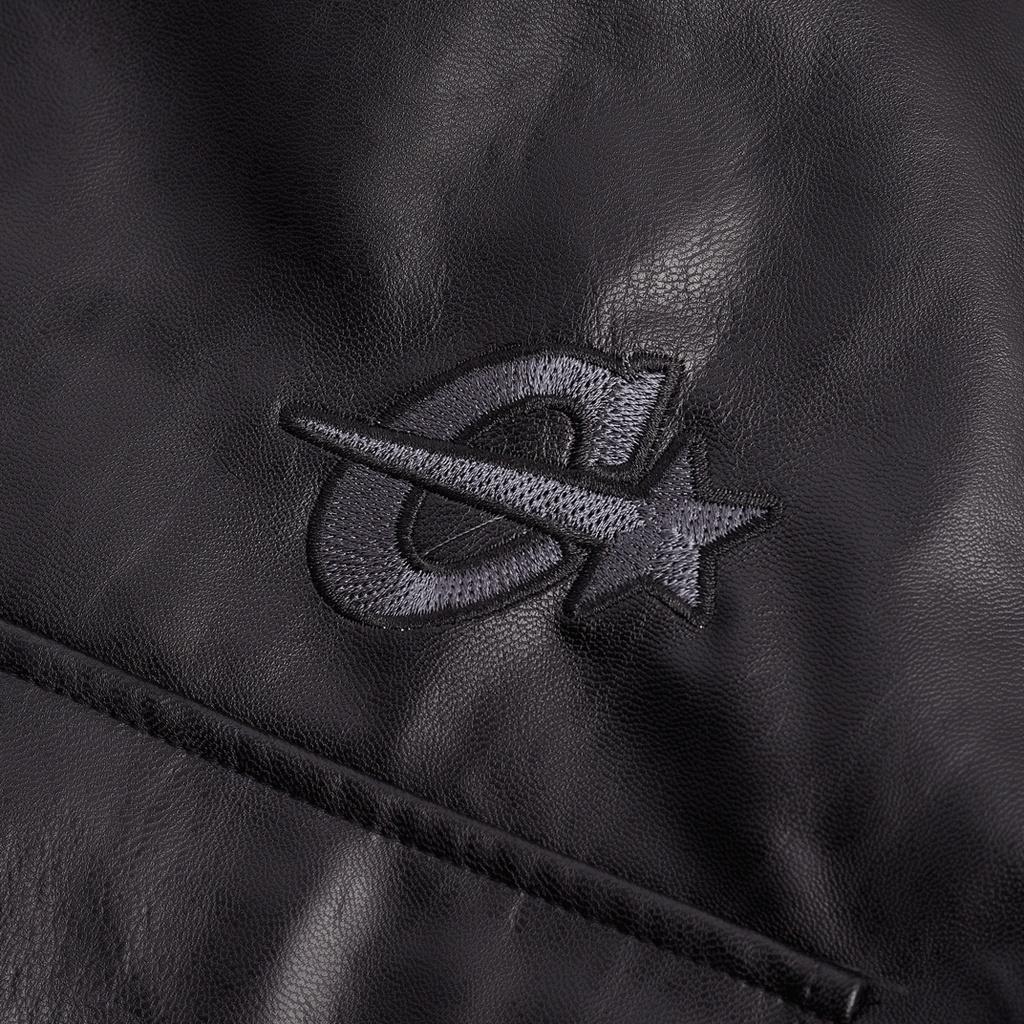 Set áo khoác da  C-star Black Leather, da tổng hợp unisex nam nữ form rộng
