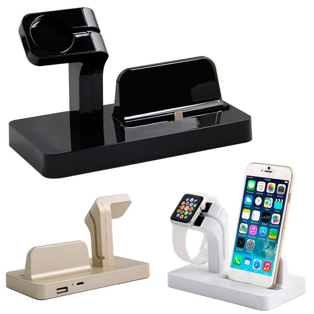 2x 2 in 1 Charging Dock Station Holder Stand For iWatch iPhone Charger