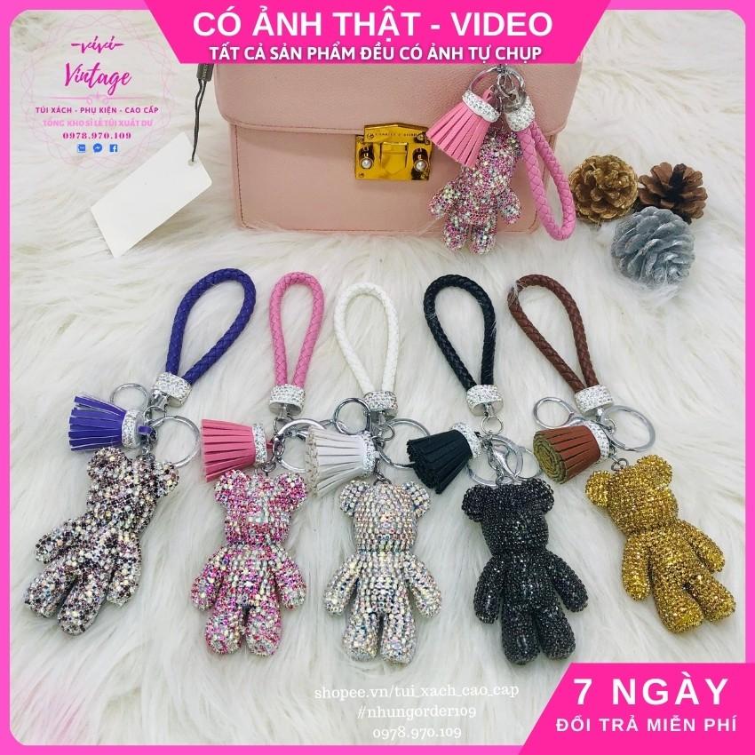 Móc Khóa Gấu Đính Đá Thời Thượng, Phối Tua Rua Siêu Xinh , Treo Túi Xách , Balo .