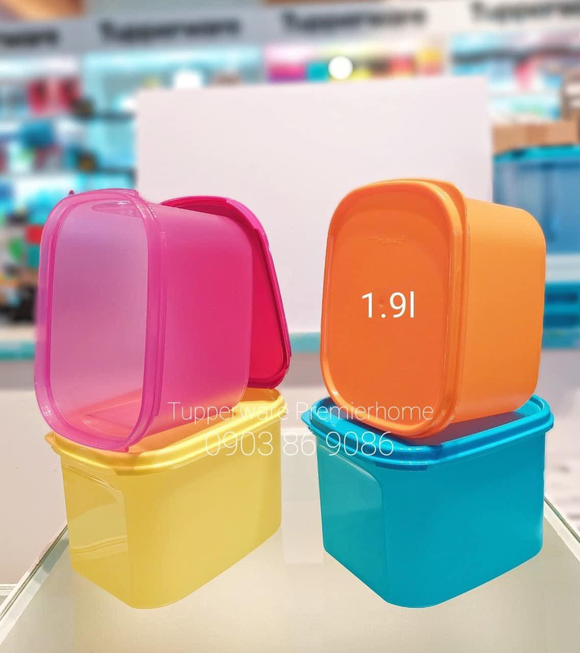 Set 4 hộp Tupperware Colorful Rectangular 1.9L