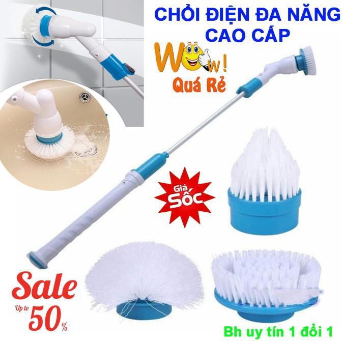 Chổi điện chà nhà vệ sinh nhà tắm siêu nhanh sạch tặng kèm 3 đầu đa năng loại tốt hàng cao câp