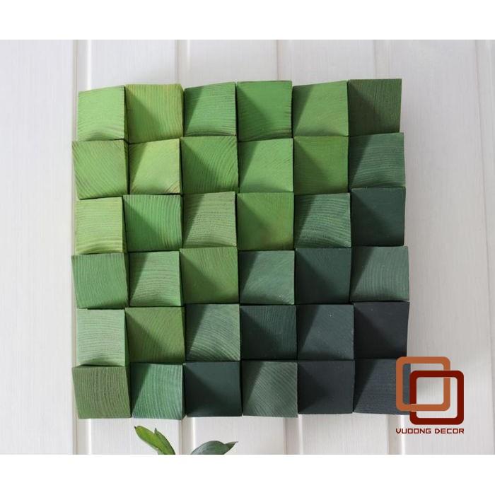 Tranh gỗ trang trí 3D XANH GRADIENT (Wood mosaic) - (KÍCH THƯỚC 30x30 và 50x50cm)