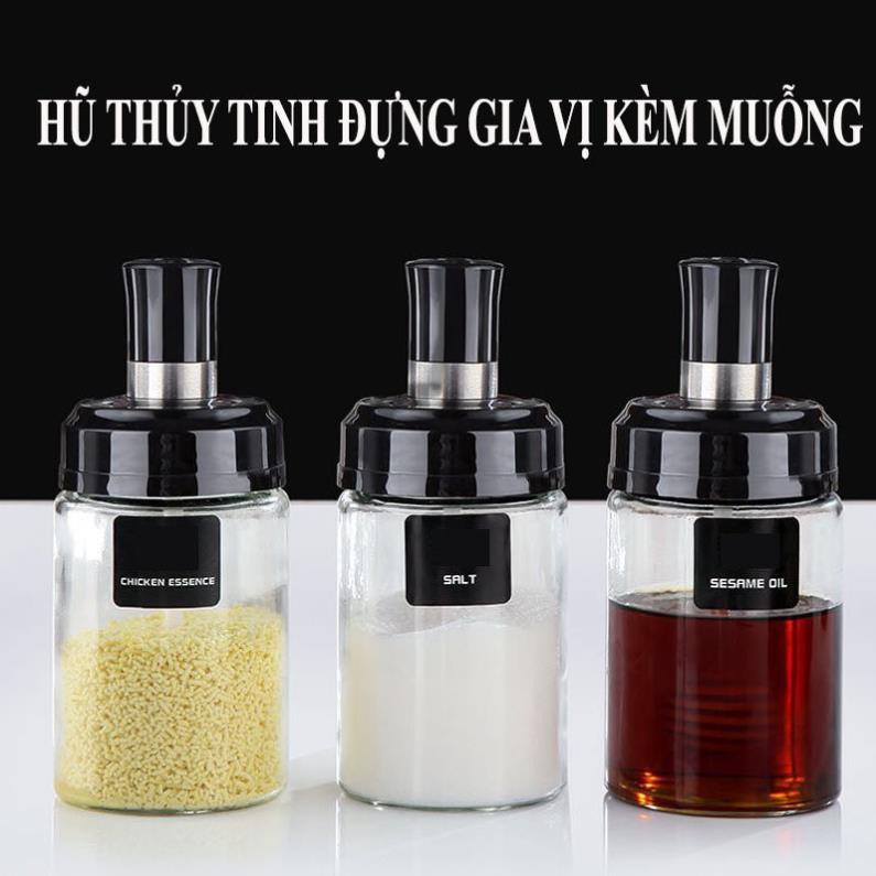 Hũ Đựng Gia Vị Kèm Muỗng, Lọ Đựng Gia Vị Tiện Ích Cho Nhà Bếp