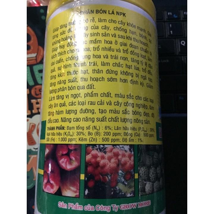 Phân bón lá NPK 6-30-30 TE kích thích ra hoa cây trồng hộp 500g