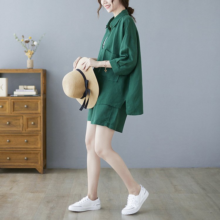 Set áo sơ mi nữ và quần đùi form chữ A nhiều àu, mặc đi chơi đi học đi biển Bv03