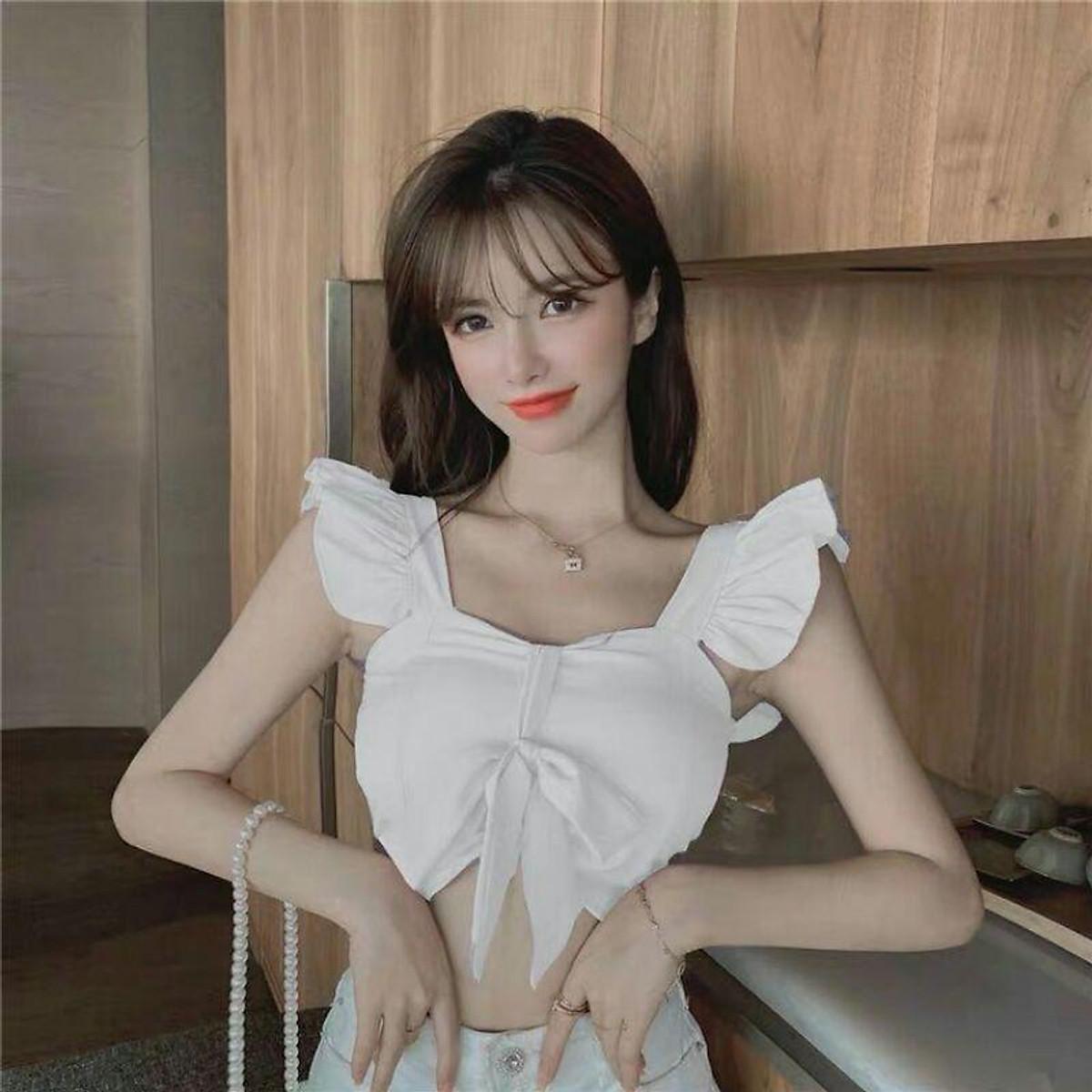 Áo cánh tiên nhun buộc nơ có mút ngực