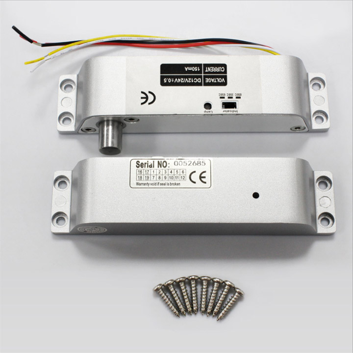 Khóa chốt cửa điện từ gắn nổi, loại thường đóng 12VDC độ trễ 0-3-6 giây