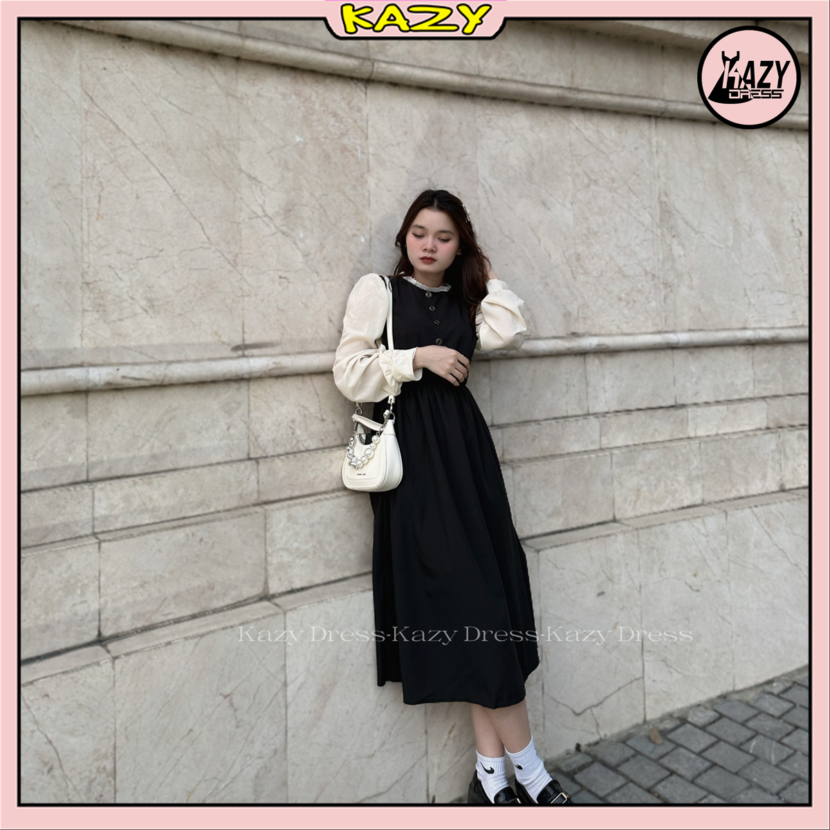 Váy ren cổ cúc tiểu thư siêu xinh KAZY DRESS V001