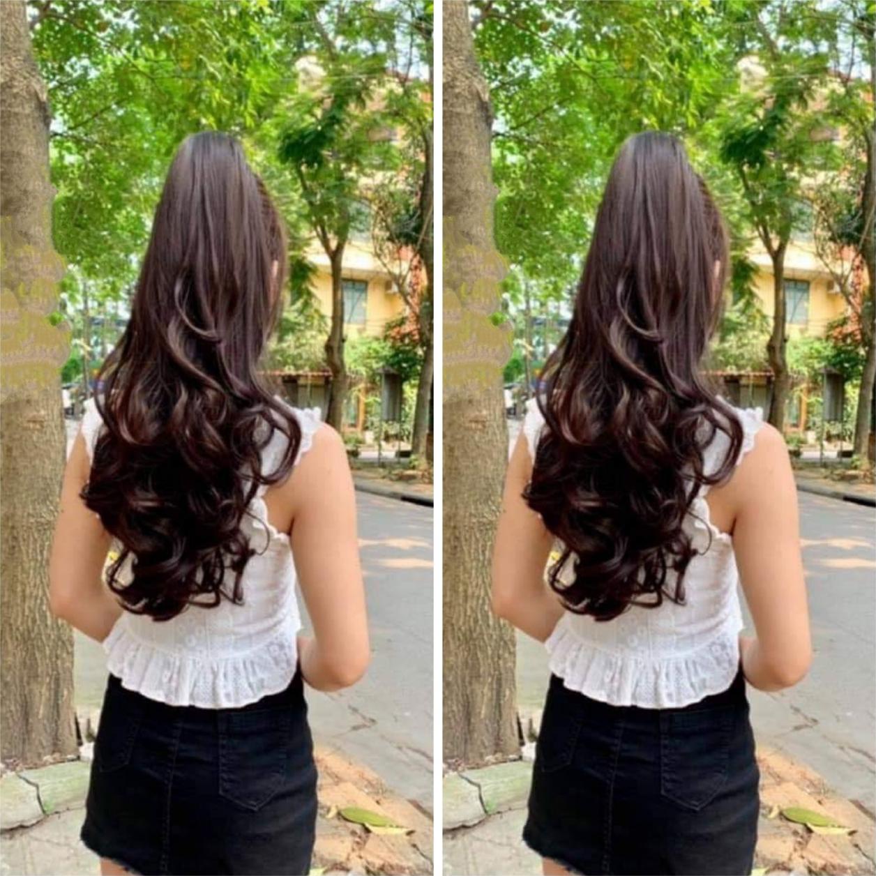 Tóc giả ngoặm xoăn dài siêu sang chảnh, giống tóc thật 100%, chất tơ cao cấp mềm mịn, chịu nhiệt tốt, có thể bấm, uốn, duỗi, gội thoải mái