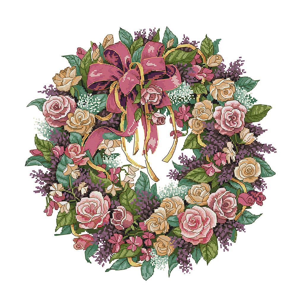 Flower Stamped Cross Stitch Kits DIY Needlework for Beginners - 14CT 45x45cm
