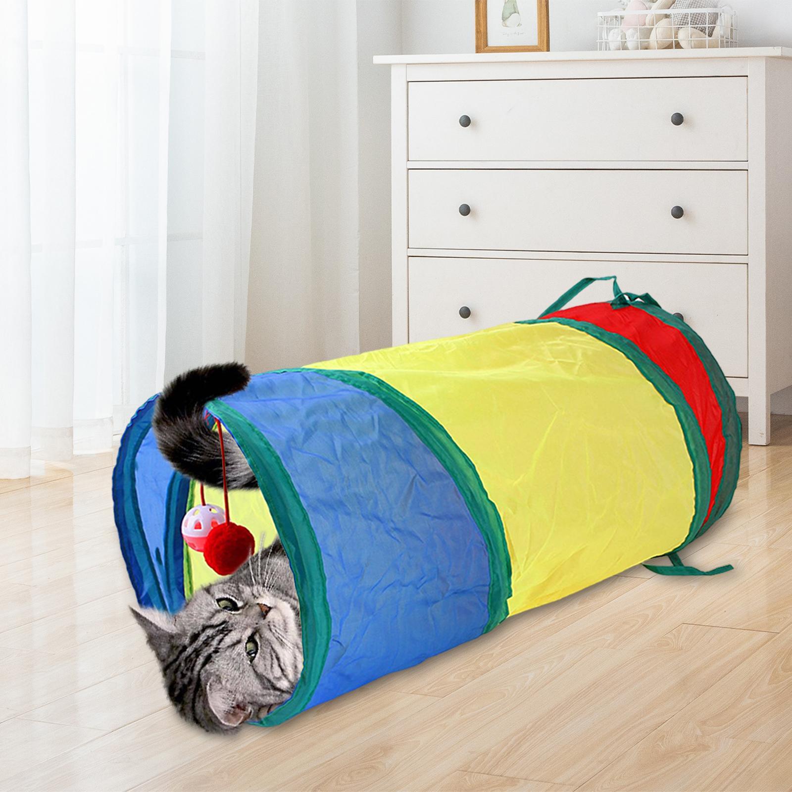 Cat Tunnel Play Tent Folded with Ball Pet Tubes Interactive Toy for Small Animals Kitten Kitty Indoor Cats Puppy
