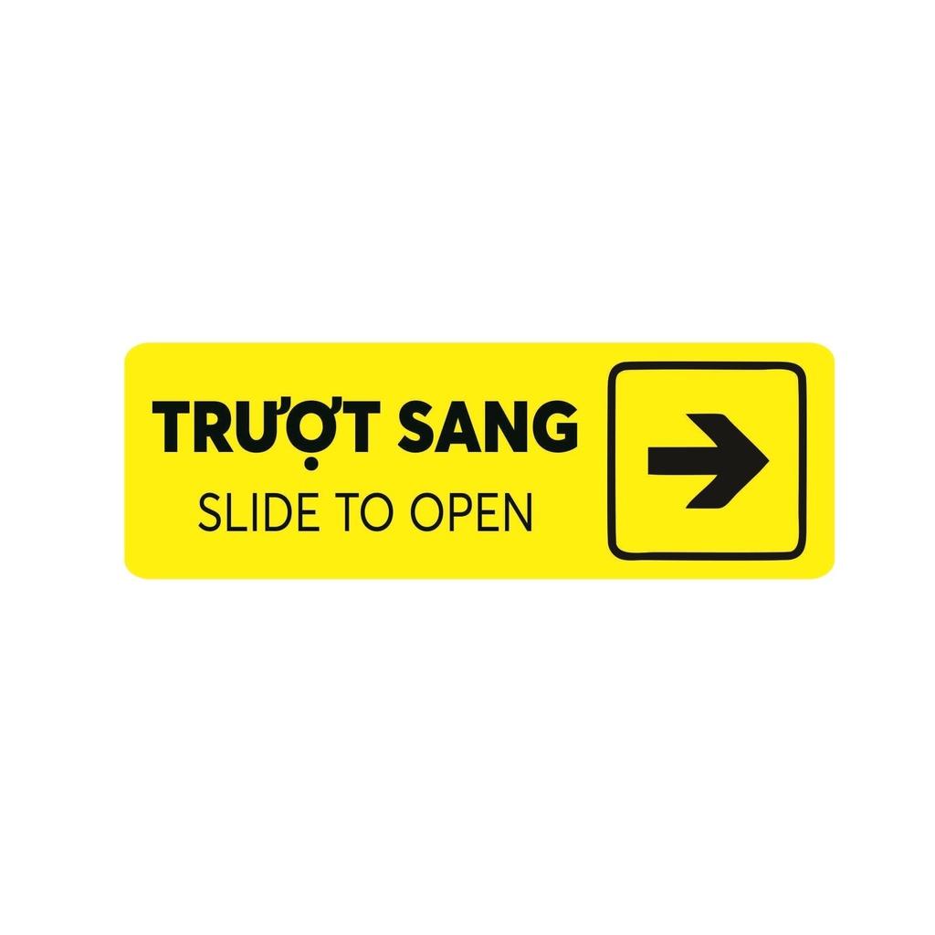 Bộ 2 Tem Dán Cửa Kính Lùa, Chữ Trượt Sang Hai Bên Trái Phải Cửa Lùa, Cửa Đẩy, Cửa Kéo, Sliding Door, TakyHome 5002