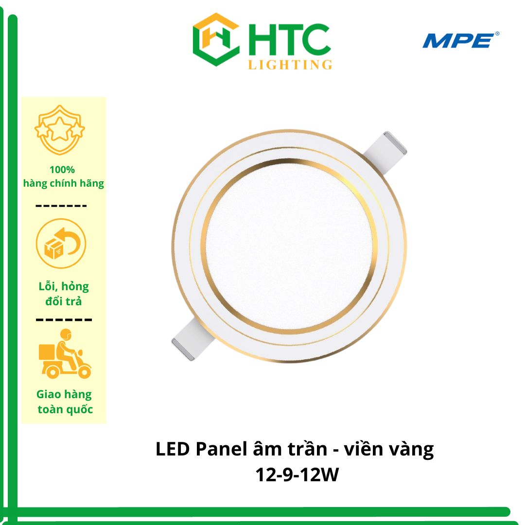 Đèn Led Panel âm trần Tròn 7W, viền vàng - thương hiệu MPE