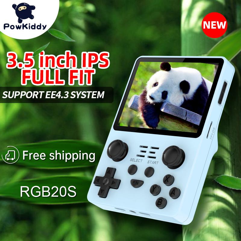 POWKIDDY Mới RGB20S Máy chơi game cầm tay Retro Hệ thống nguồn mở RK3326 Màn hình IPS 3,5 inch 4:3 Quà tặng cho trẻ em Màu sắc: Đen 128G