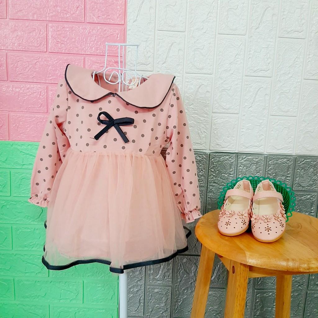 Váy bé gái form baby doll tay dài dành cho bé gái sơ sinh - 3 tuổi