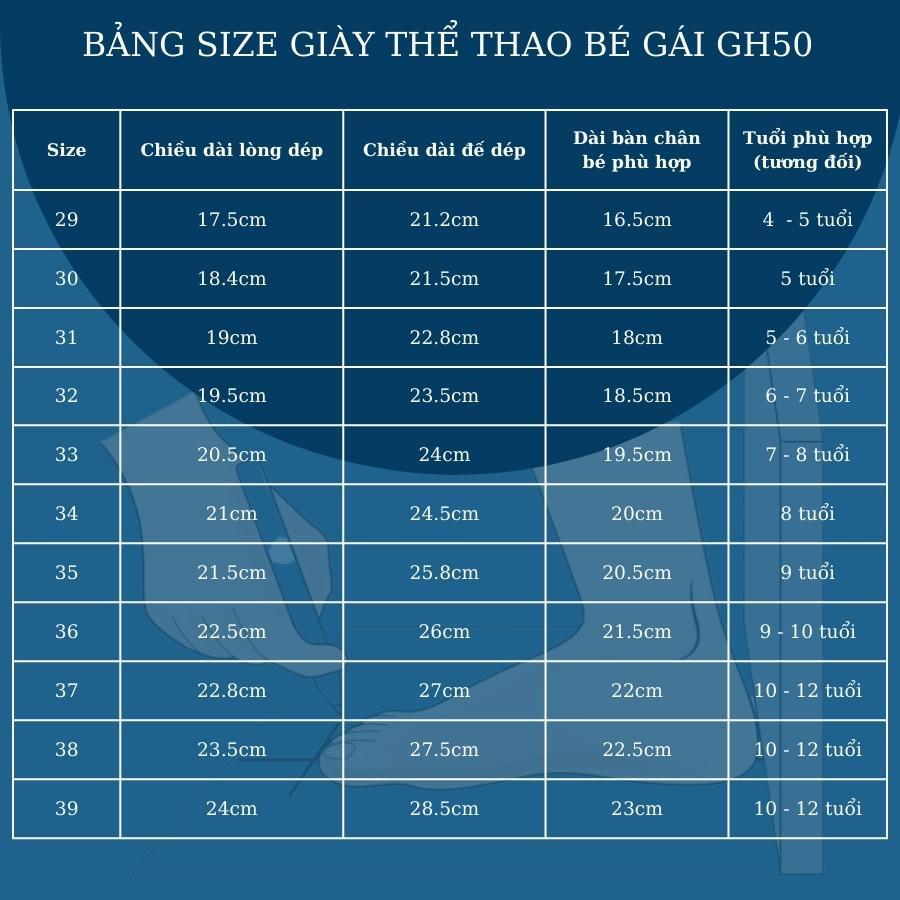 Giày thể thao cho bé gái cá tính 4 - 12 tuổi siêu êm chân phong cách thời trang phù hợp đi học đi chơi GH50