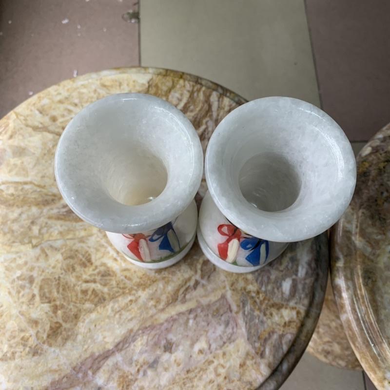 Cặp Bình Vẽ Cô Gái Đá Trắng - cao 18.5cm