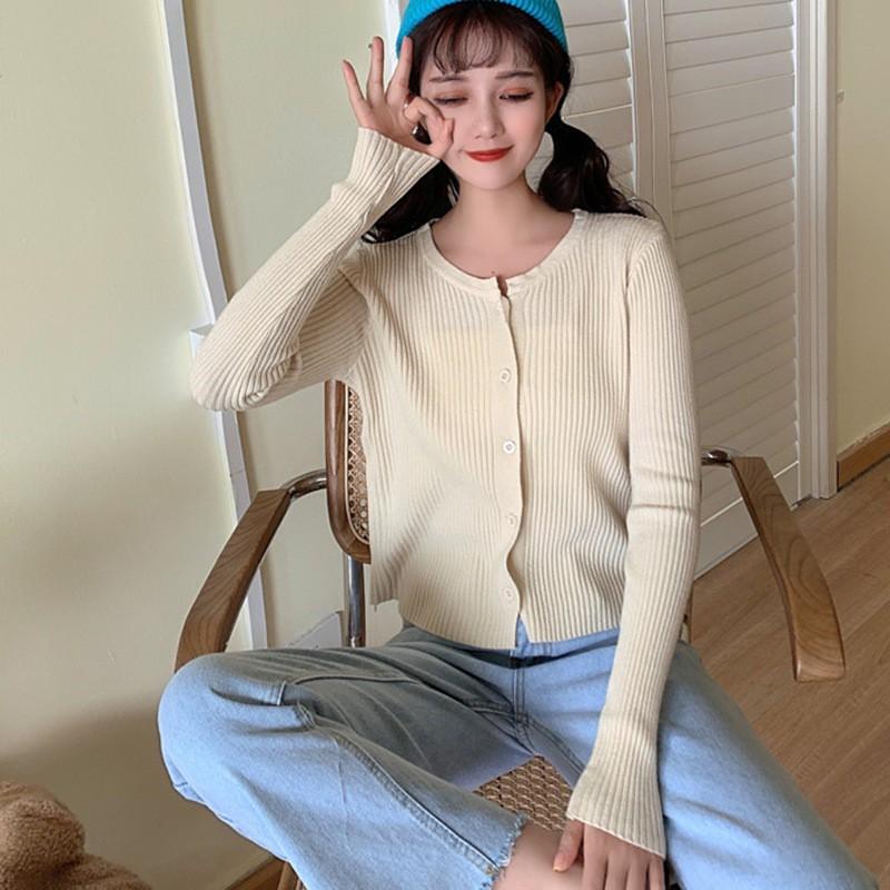 Áo Khoác Cardigan Dệt Kim Phối Nút Phong Cách Hàn Quốc Cho Nữ