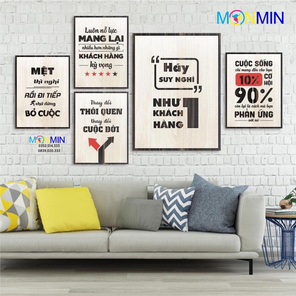 Bộ 5 Tấm Tranh Gỗ Slogan tạo động lực trang trí phòng