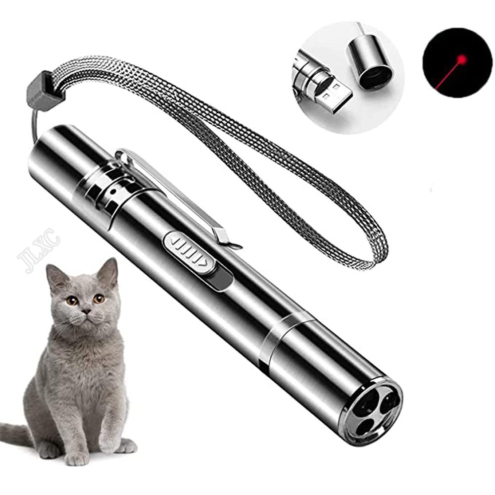 4mW 3 Trong 1 Mini Màu Đỏ Láser Con Trỏ Bút Sạc USB 3 Trong 1 Đèn Đỏ Đèn LED Trắng Ánh Sáng đèn Pin UV Chó Mèo Đồ Chơi Thú Cưng