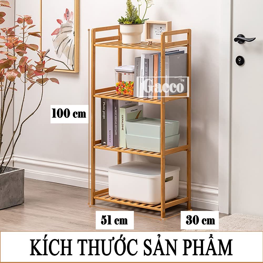 Kệ Gỗ Đa Năng Lắp Ráp, Tủ Giày Dép, Kệ Sách Nhiều Tầng, Trang Trí Trưng Bày Decor, Lò Vi Sóng,Để Chậu Hoa Cây Cảnh Trang Trí dùng cho Văn Phòng, Nhà Bếp, Phòng Khách, Phòng Học Làm Từ Gỗ Tự Nhiên, Điều Chỉnh Được 3 Tầng, 4 Tầng, Hàng Chính Hãng GACCO