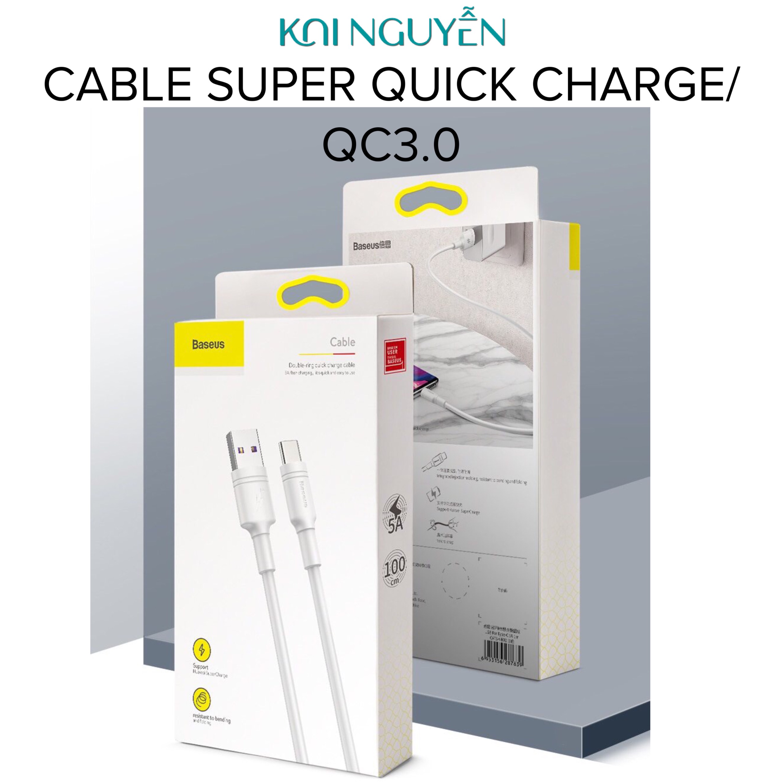 Cáp sạc nhanh Baseus Double Ring Type C Dành Cho Thiết Bị Android, Quick Charge 3.0-Hàng Chính Hãng