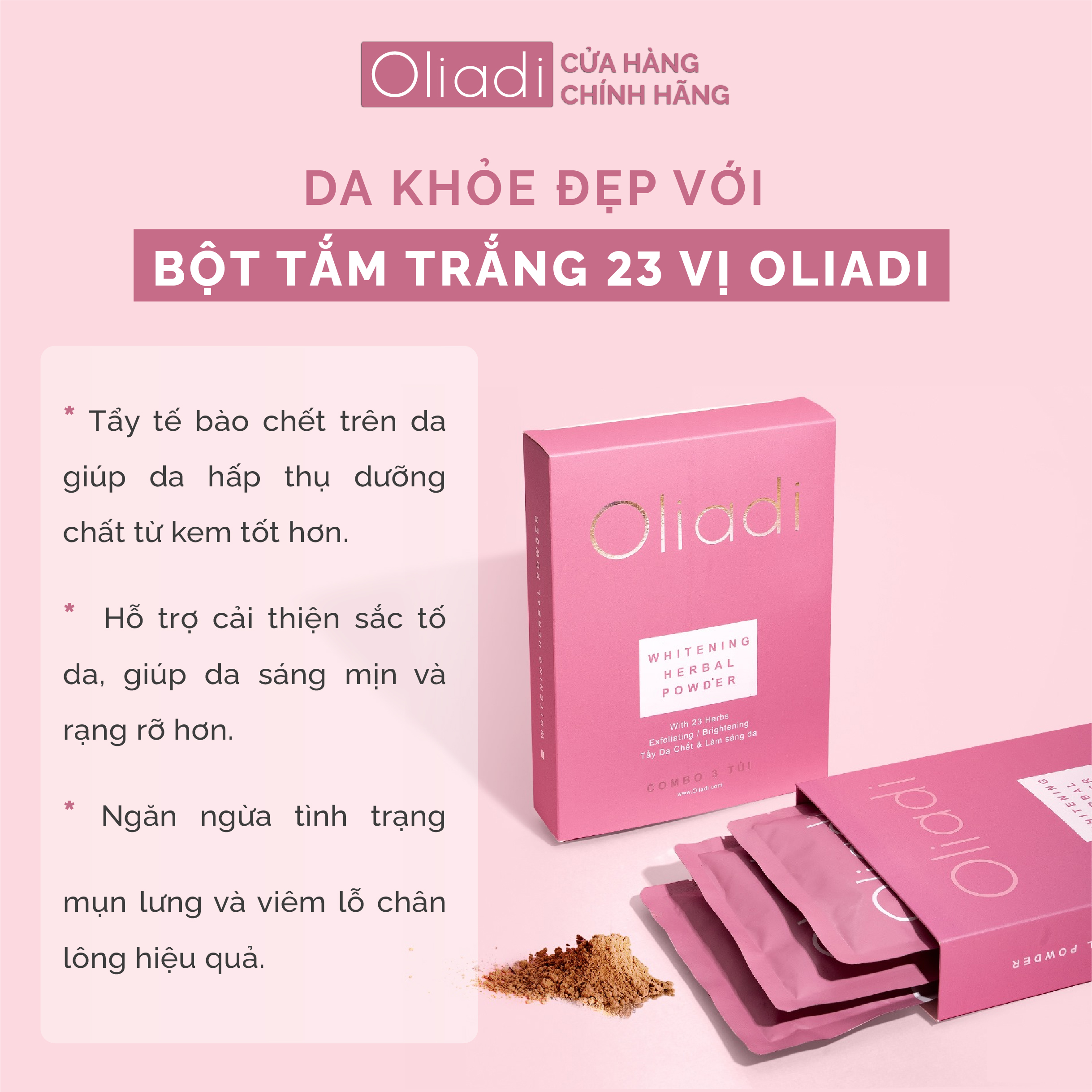 Bộ sản phẩm kem dưỡng trắng và cấp ẩm da body Oliadi Tặng 1 gói bột tắm thảo mộc 100gr