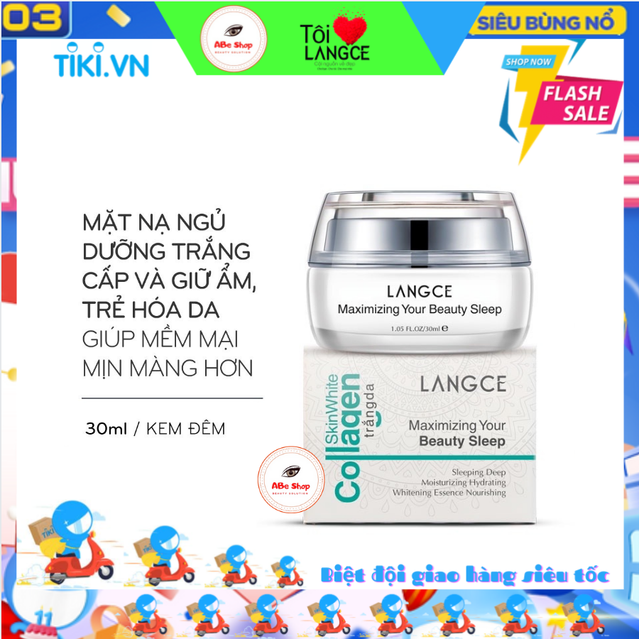 COLLAGEN TRẮNG DA  BEAUTY SLEEP 7 NGÀY CẤP + KHÓA ẨM 30ml LANGCE