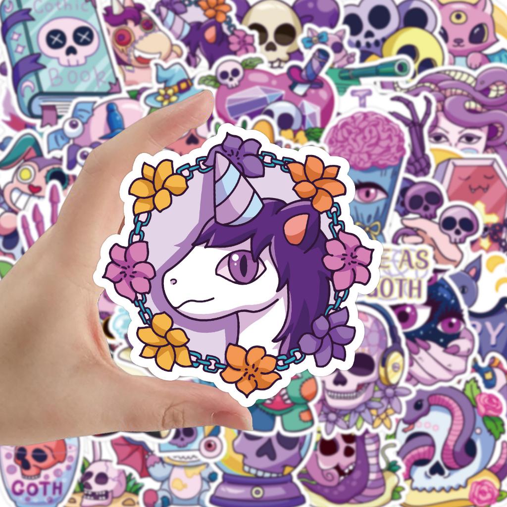 Sticker GOTHIC TONE TÍM CHIBI 2 hoạt hình trang trí mũ bảo hiểm,guitar,ukulele,điện thoại,sổ tay,laptop-mẫu S155